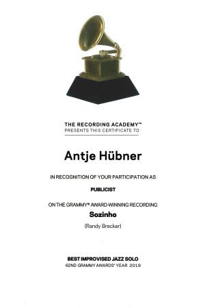 GRAMMY certificate