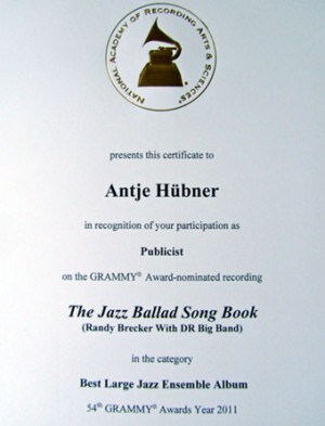 GRAMMY certificate
