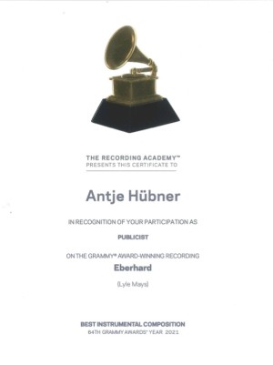 GRAMMY certificate